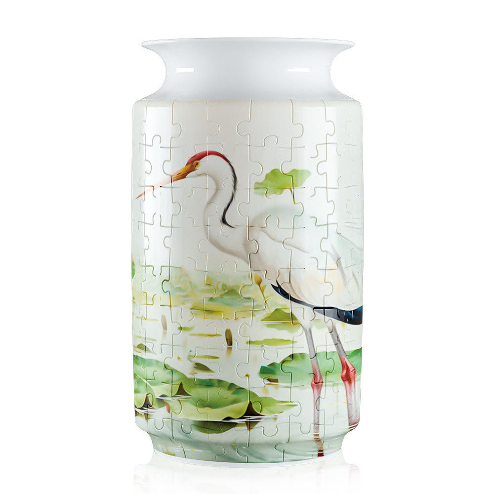Red Crowned Crane - 3d Jigsaw Puzzle Vase - Red Crowned Crane - image 0