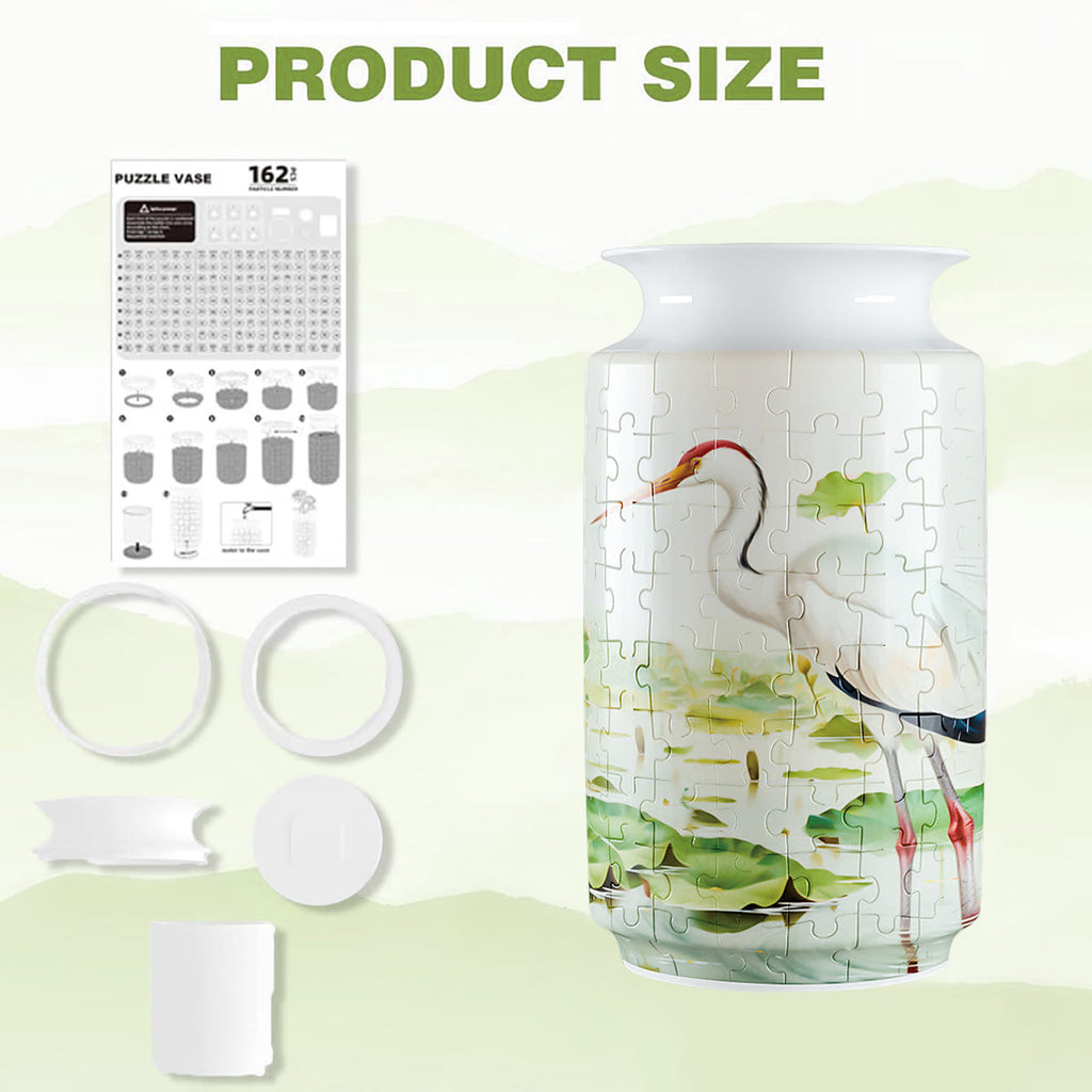 Red Crowned Crane - 3d Jigsaw Puzzle Vase - image 1