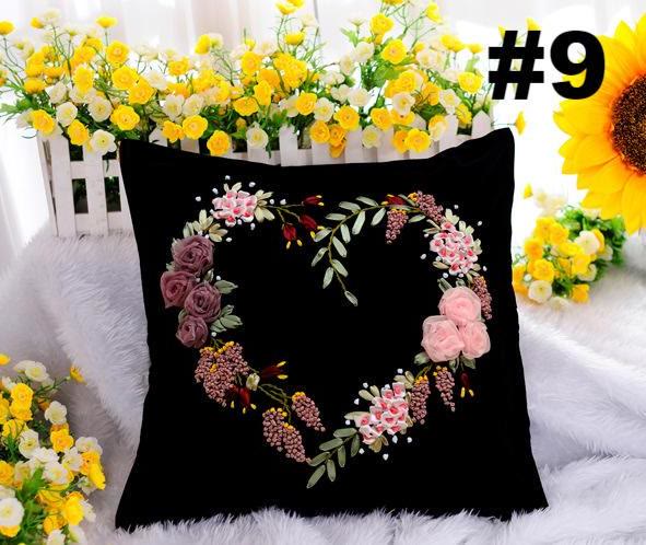 Embroidery Ribbon Pillow Case Kits | Flower Handicraft | Diy Home Decoration | Gifts For Her - #9 - image 9