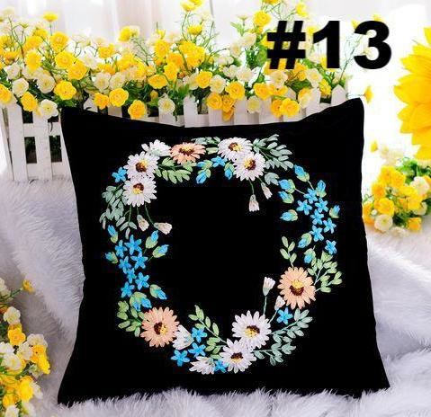 Embroidery Ribbon Pillow Case Kits | Flower Handicraft | Diy Home Decoration | Gifts For Her - #13 - image 13
