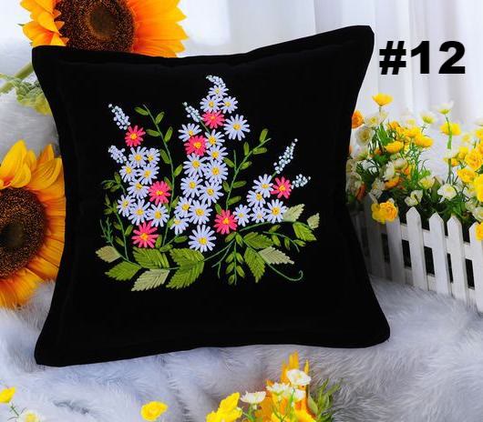Embroidery Ribbon Pillow Case Kits | Flower Handicraft | Diy Home Decoration | Gifts For Her - #12 - image 12