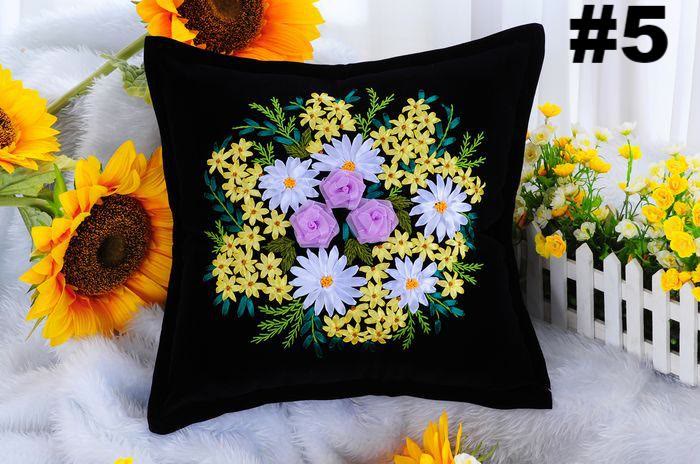 Embroidery Ribbon Pillow Case Kits | Flower Handicraft | Diy Home Decoration | Gifts For Her - #5 - image 5