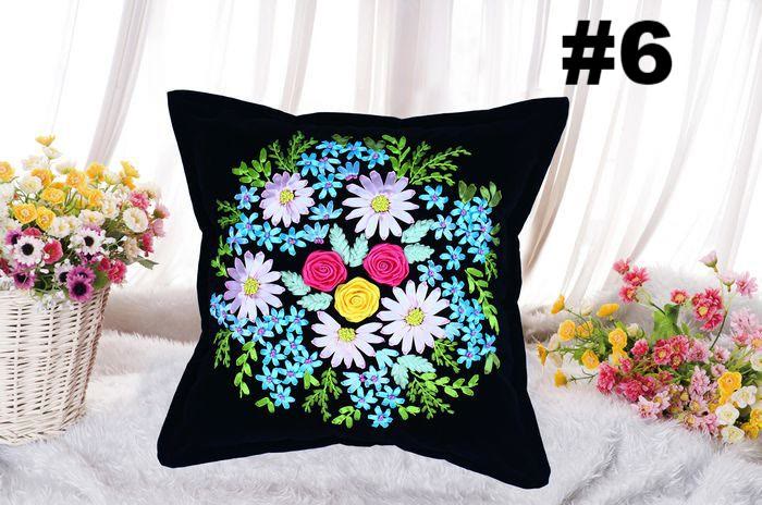 Embroidery Ribbon Pillow Case Kits | Flower Handicraft | Diy Home Decoration | Gifts For Her - #6 - image 6