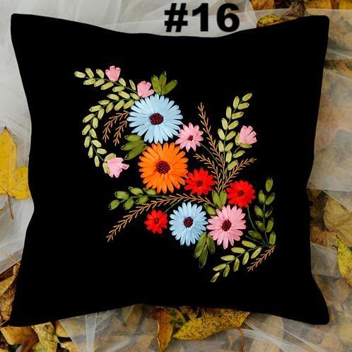 Embroidery Ribbon Pillow Case Kits | Flower Handicraft | Diy Home Decoration | Gifts For Her - #16 - image 16