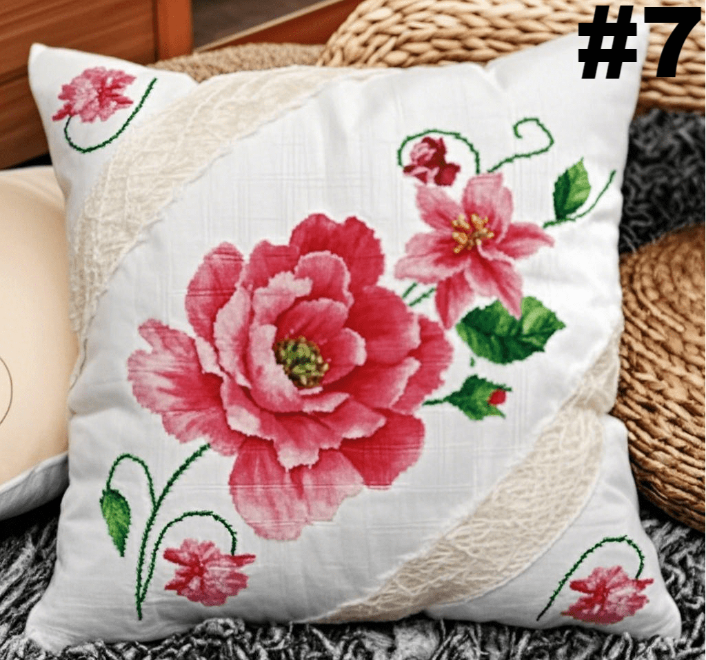 Embroidered  Cross Stitch Pillow Case Kits | Stylish Sofa Cushion Cover | Diy Floral Handicraft  - #7 - image 7