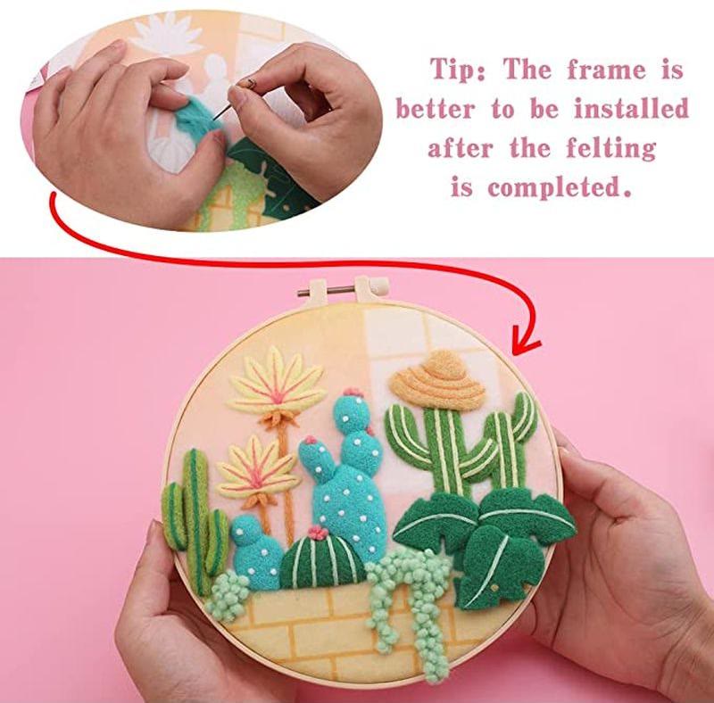  Cactus Sombrero Needle Felt  Kits With Frame - Decorative Ornaments Craft | Creative Handmake Gifts - image 5