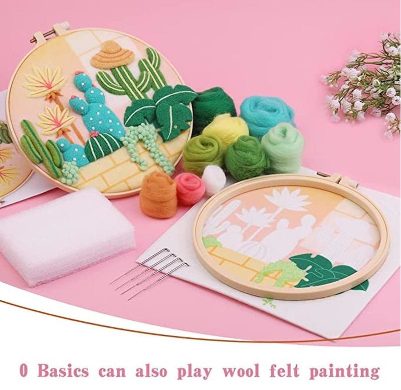  Cactus Sombrero Needle Felt  Kits With Frame - Decorative Ornaments Craft | Creative Handmake Gifts - image 4