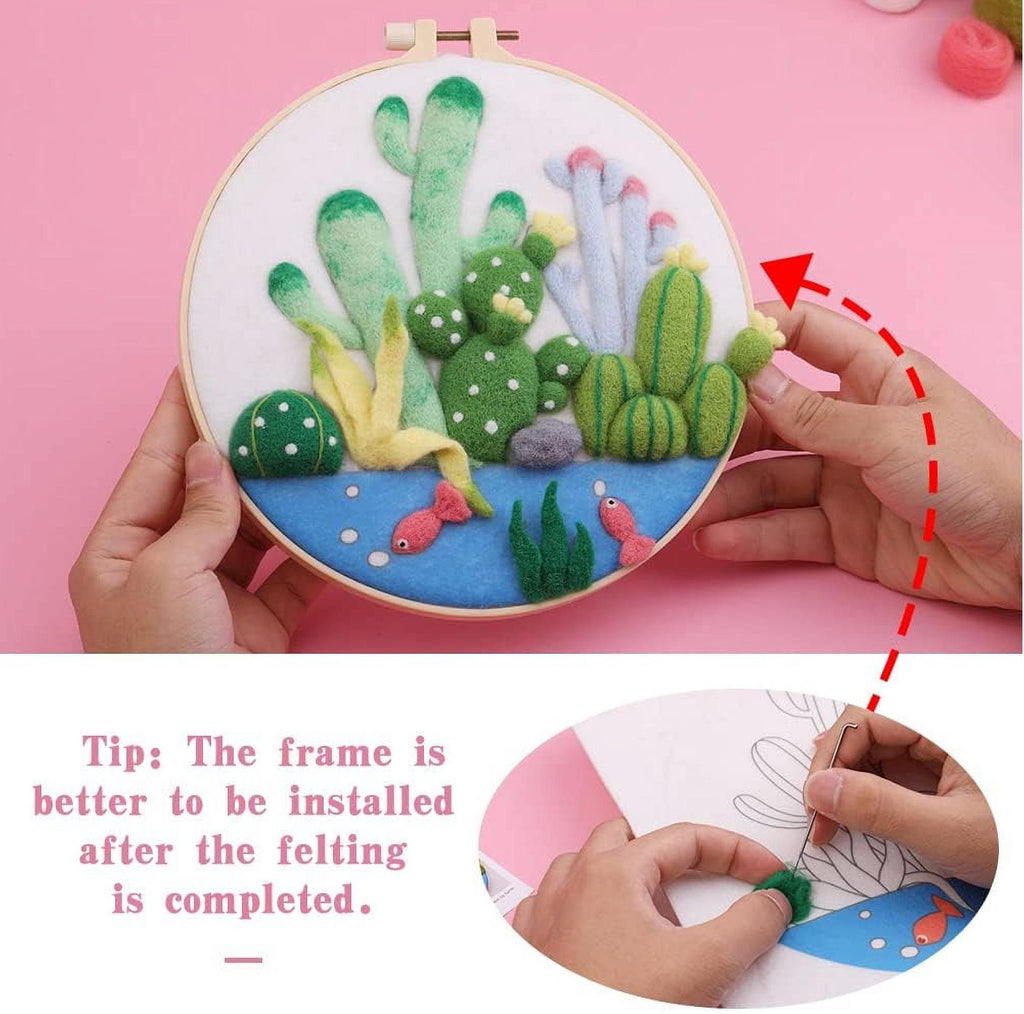Ocean World Needle Felt  Kit With Frame - Beginner Needles Felting Crafts | Suitable For Home Decoration - image 5