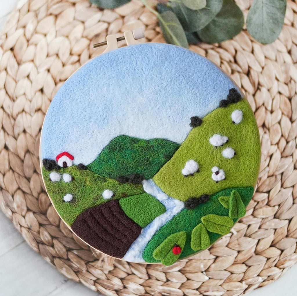 Countryside Needle Felt  Kit With Frame - Easy For Beginner | Handmake Craft For Mom  - image 3