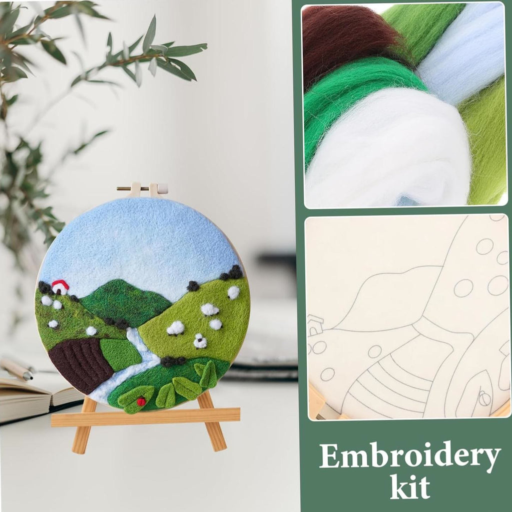 Countryside Needle Felt  Kit With Frame - Easy For Beginner | Handmake Craft For Mom  - image 4