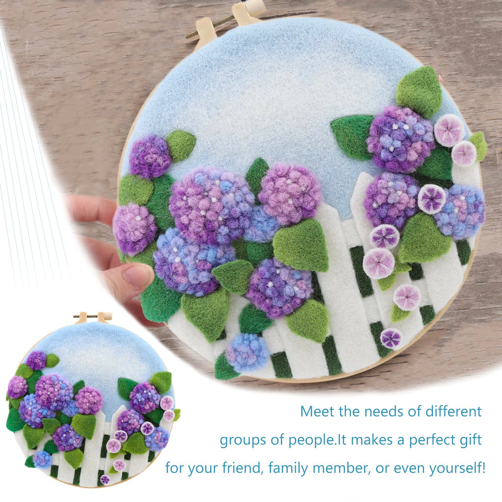  Purple Hydrangea Needle Felt  Kit With Frame - Decorative Home Craft | Creative Needle Kits For Starter  - image 5