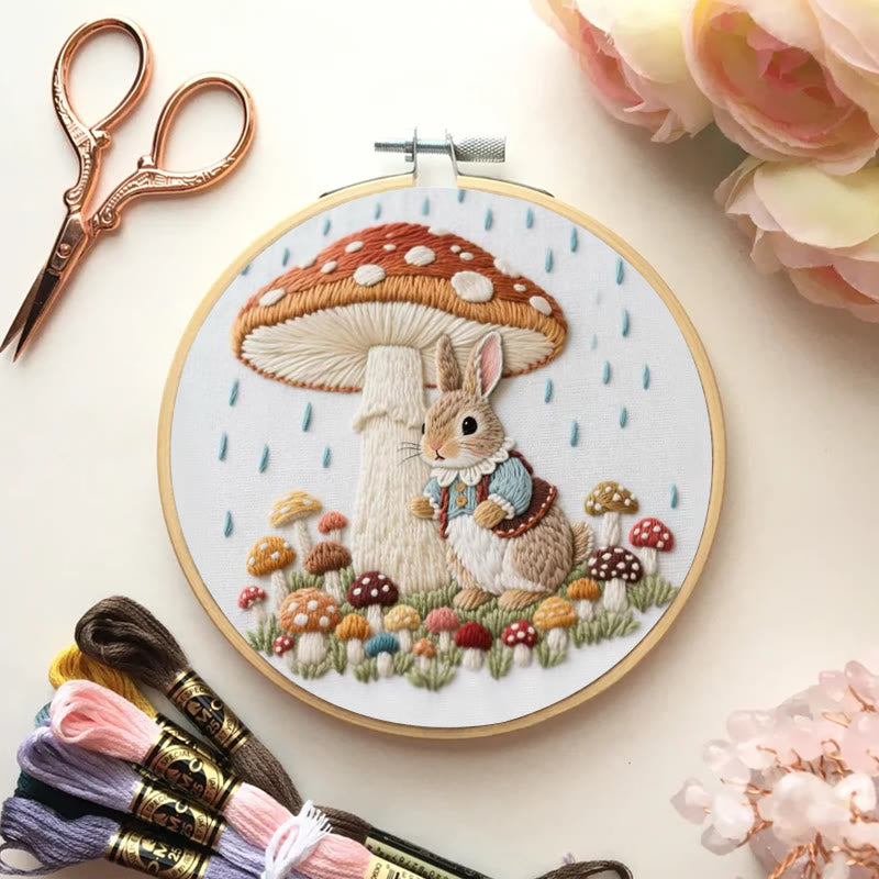 Rubbyoo Embroidery Kit - Rabbit In The Rain | Handmade Needle Craft  - image 2
