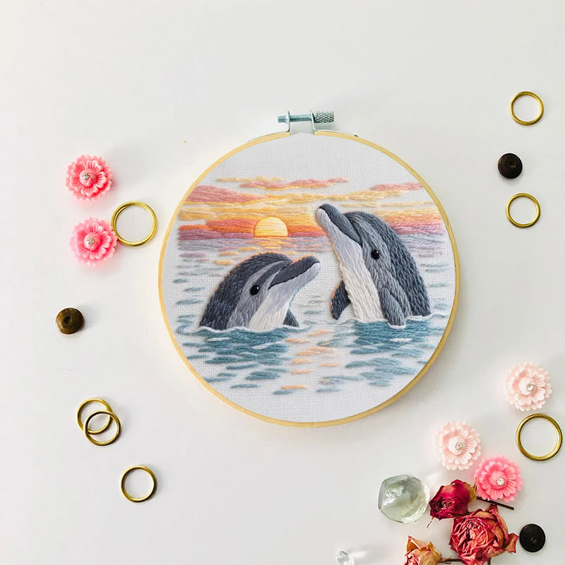 Rubbyoo Embroidery Kit - Cute Dolphins | Wall Hanging Decoration - image 7