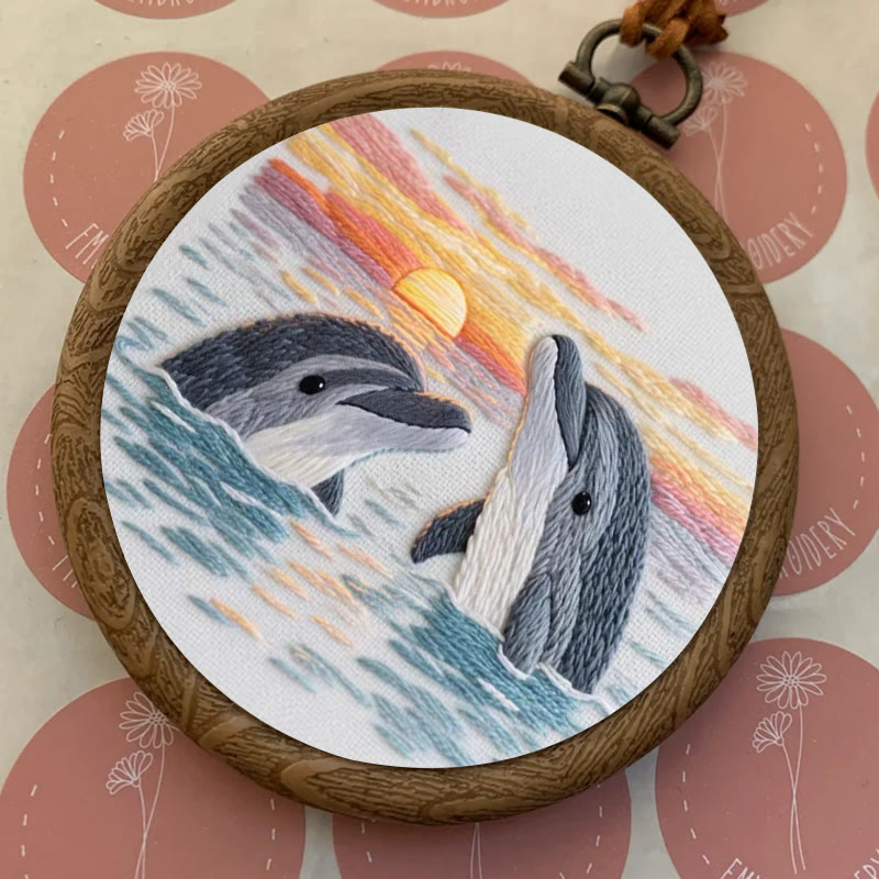 Rubbyoo Embroidery Kit - Cute Dolphins | Wall Hanging Decoration - image 5