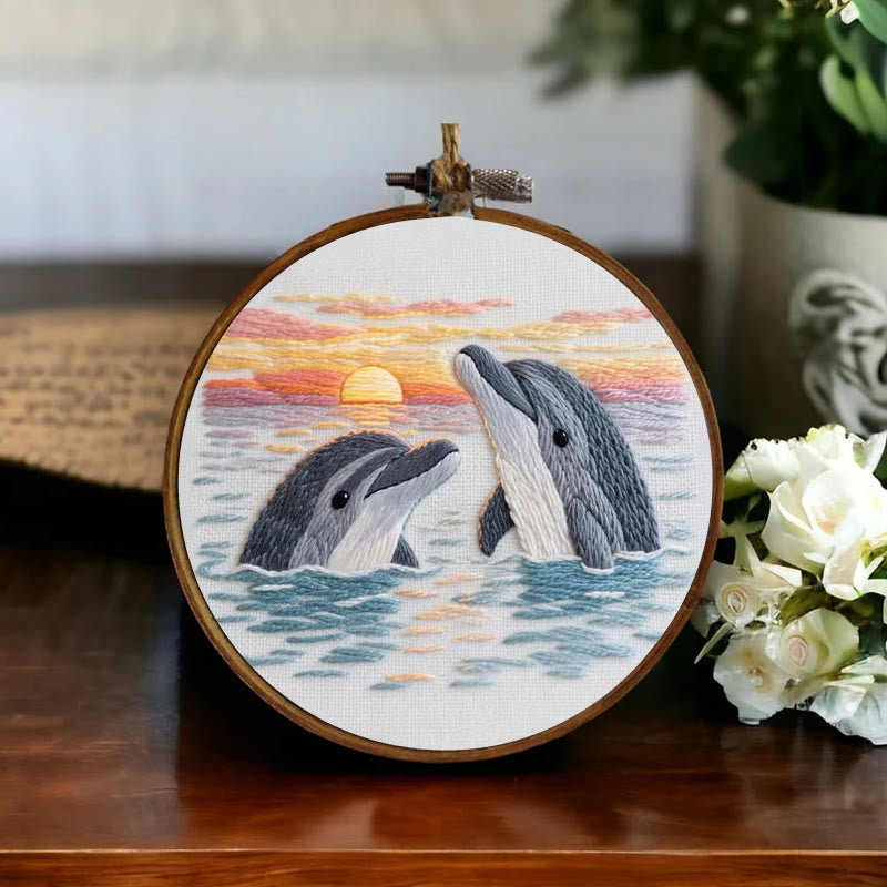 Rubbyoo Embroidery Kit - Cute Dolphins | Wall Hanging Decoration - image 3