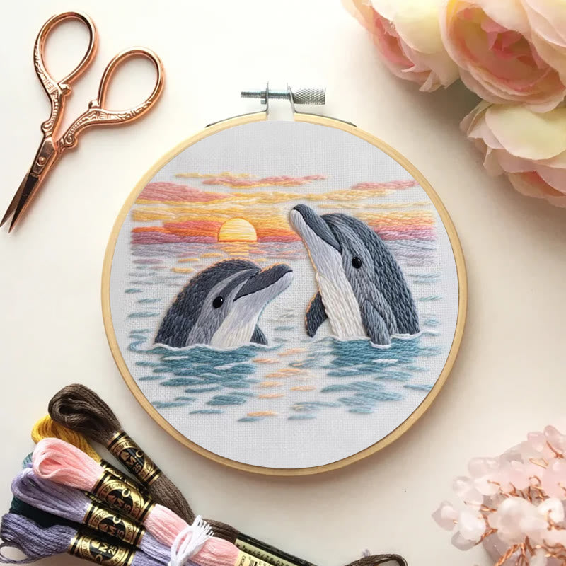 Rubbyoo Embroidery Kit - Cute Dolphins | Wall Hanging Decoration - image 6