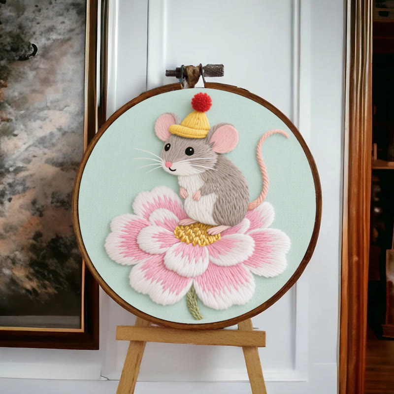 Rubbyoo Embroidery Kit - Lotus Little Mouse | Adorable Animal Needlework  - image 4