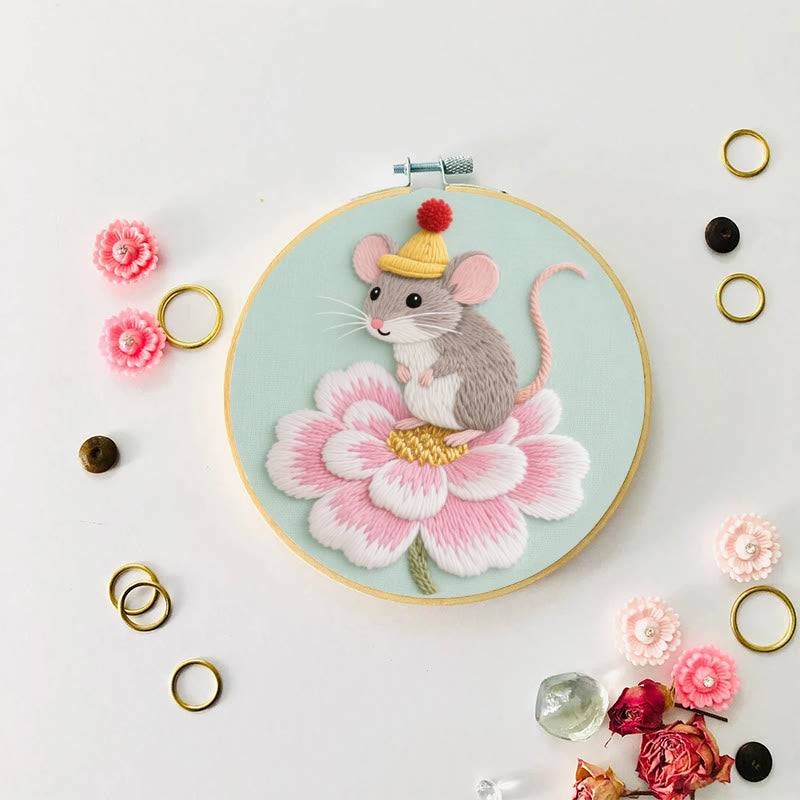 Rubbyoo Embroidery Kit - Lotus Little Mouse | Adorable Animal Needlework  - image 5