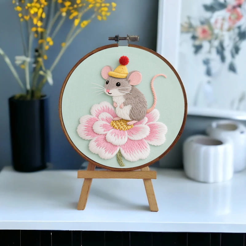 Rubbyoo Embroidery Kit - Lotus Little Mouse | Adorable Animal Needlework  - image 8