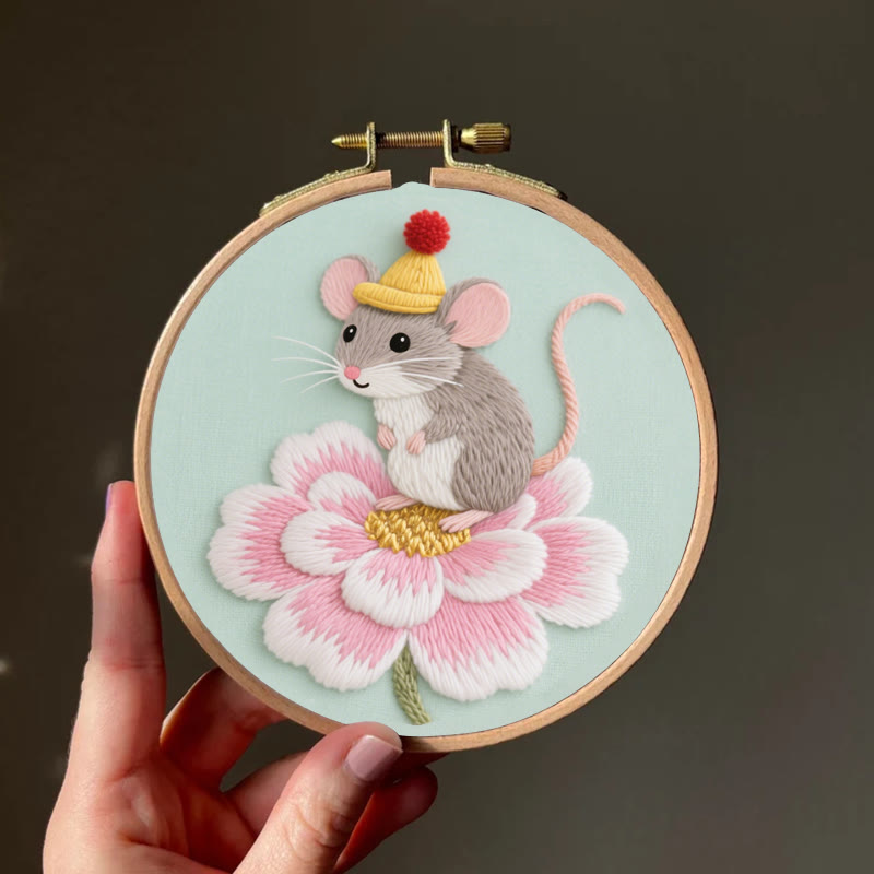 Rubbyoo Embroidery Kit - Lotus Little Mouse | Adorable Animal Needlework  - image 7
