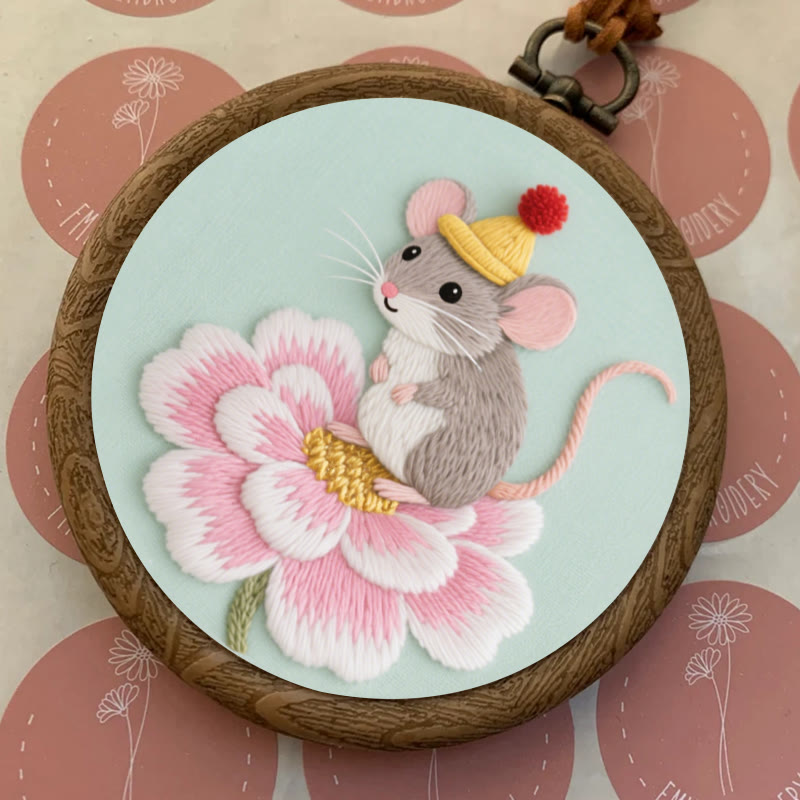 Rubbyoo Embroidery Kit - Lotus Little Mouse | Adorable Animal Needlework  - image 6