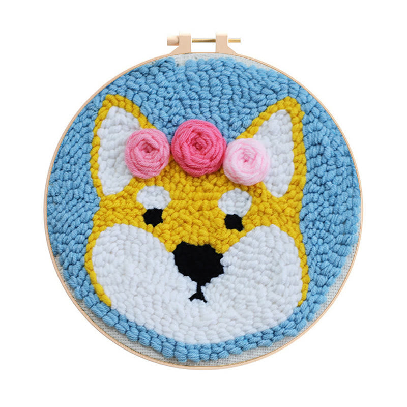 Floral Dog Punch Needle Kit - Cute Gift For Dog Lovers | Perfect Beginner Set - Floral Dog Punch Needle Kit - image 0