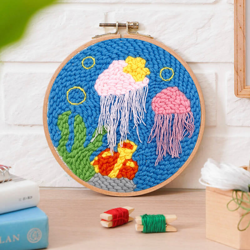 Pink Jellyfish Punch Needle Kit - Diy Decorate Handicraft | Nice Needle Gift For Beginner - image 4