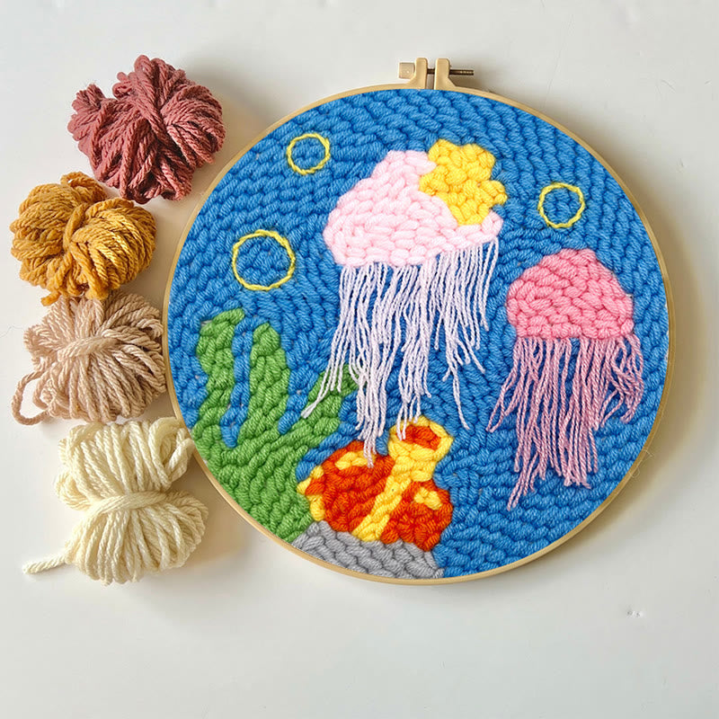 Pink Jellyfish Punch Needle Kit - Diy Decorate Handicraft | Nice Needle Gift For Beginner - image 2