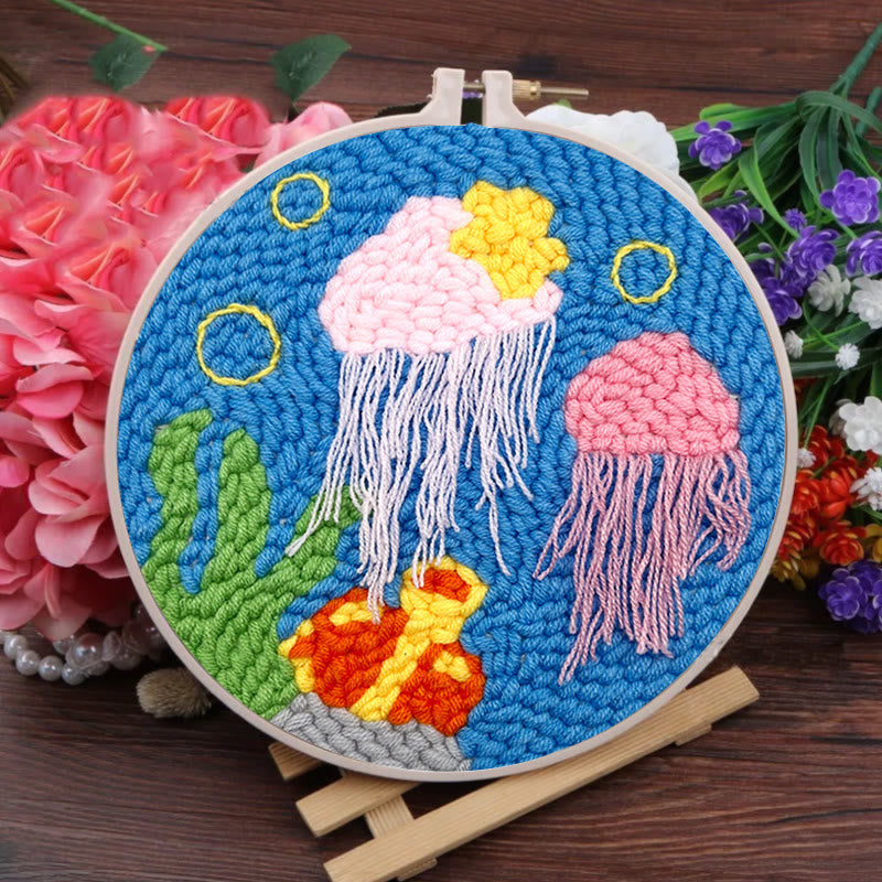 Pink Jellyfish Punch Needle Kit - Diy Decorate Handicraft | Nice Needle Gift For Beginner - image 8
