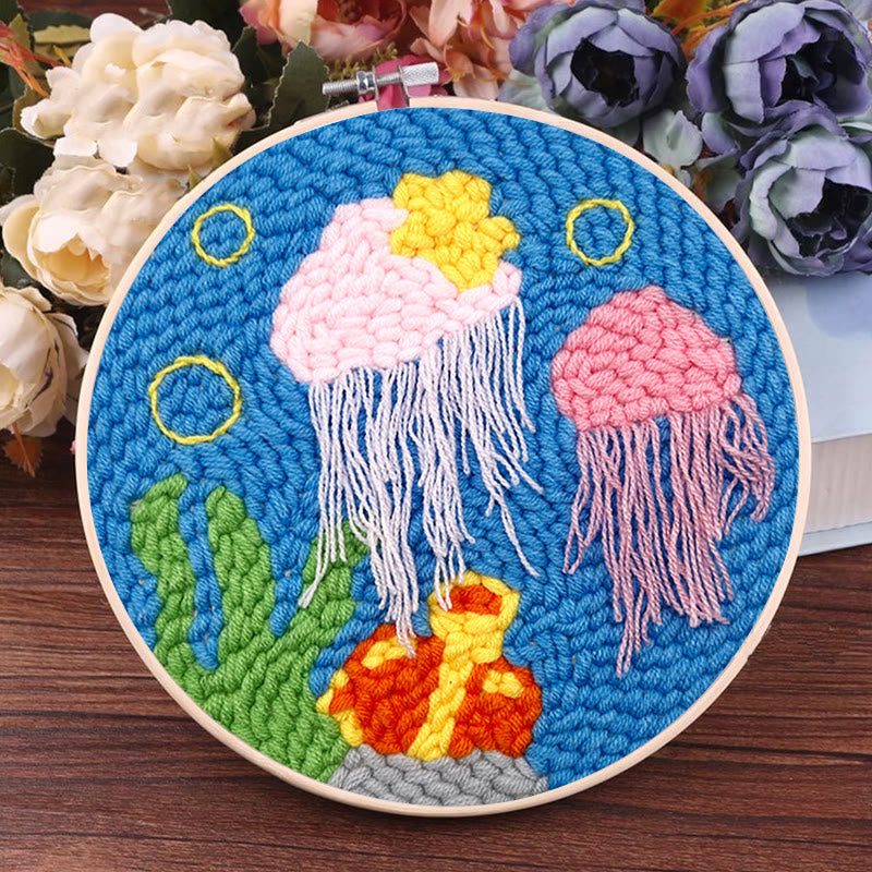 Pink Jellyfish Punch Needle Kit - Diy Decorate Handicraft | Nice Needle Gift For Beginner - image 5