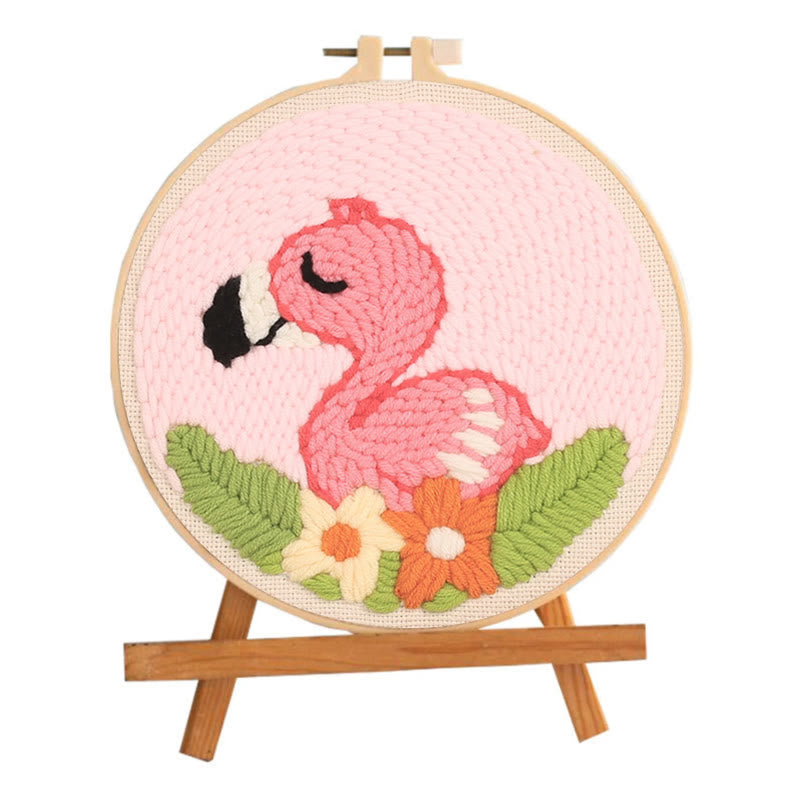 Flamingo Punch Needle Kit - Simple Needle Craft  | Great Desk Ornament - image 1