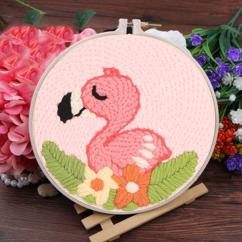 Flamingo Punch Needle Kit - Simple Needle Craft  | Great Desk Ornament - image 2
