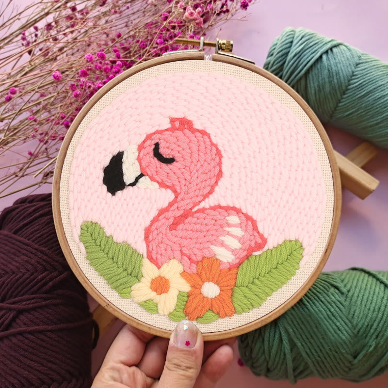 Flamingo Punch Needle Kit - Simple Needle Craft  | Great Desk Ornament - image 3