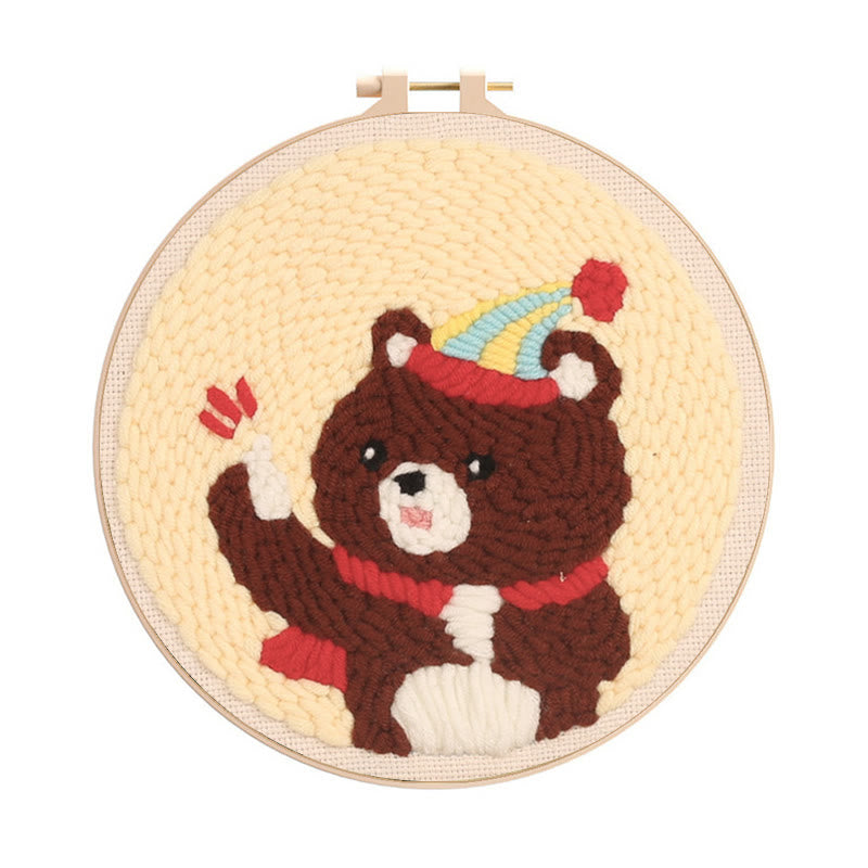 Birthday Bear Punch Needle Kit - Handmade Craft Collection | Unique Birthday Gift - Birthday Bear Punch Needle Kit - image 0