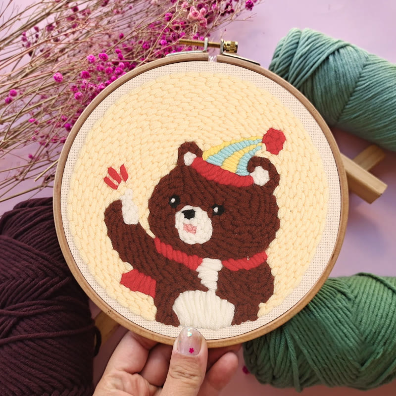 Birthday Bear Punch Needle Kit - Handmade Craft Collection | Unique Birthday Gift - image 5