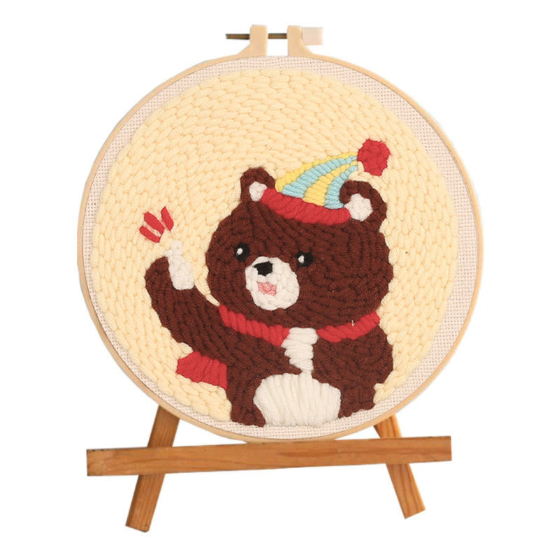 Birthday Bear Punch Needle Kit - Handmade Craft Collection | Unique Birthday Gift - image 1