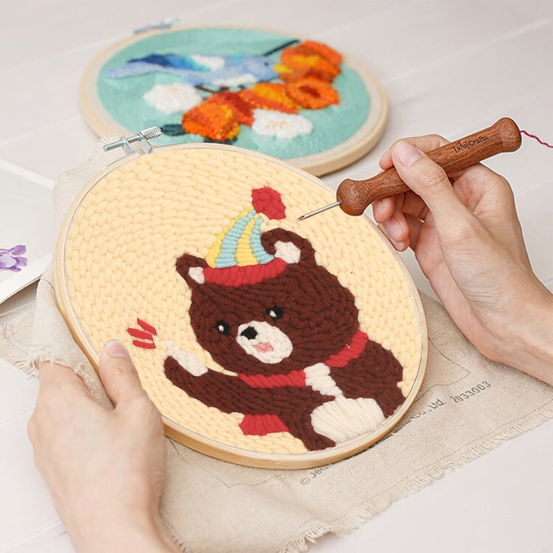 Birthday Bear Punch Needle Kit - Handmade Craft Collection | Unique Birthday Gift - image 3