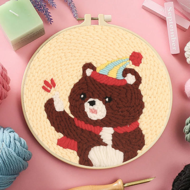 Birthday Bear Punch Needle Kit - Handmade Craft Collection | Unique Birthday Gift - image 6