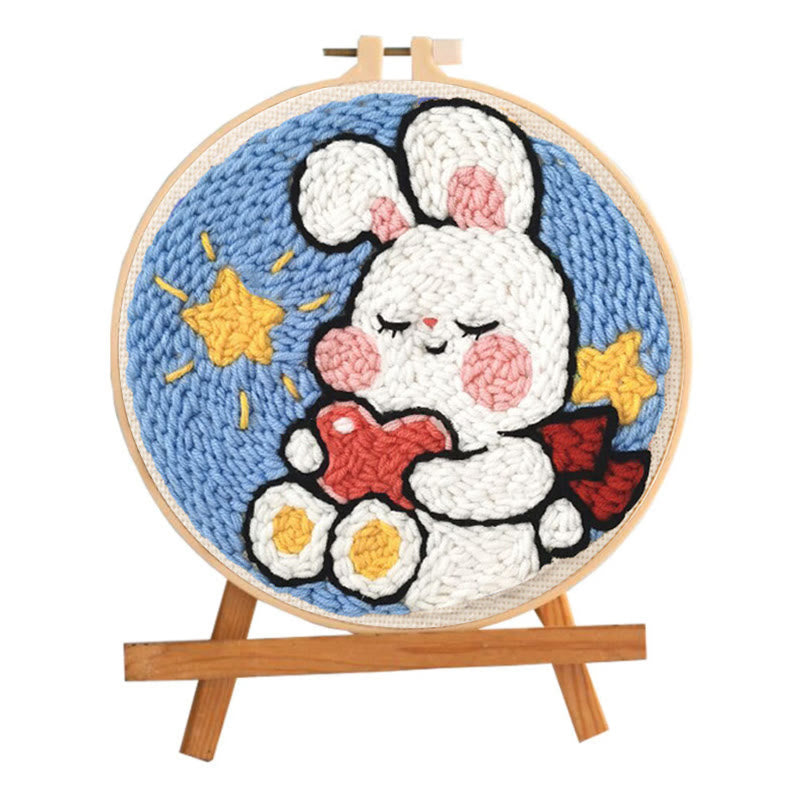 Sweet Rabbit Punch Needle Kit - Handmade Art Decoration | Anniversary Gift For Her - image 1