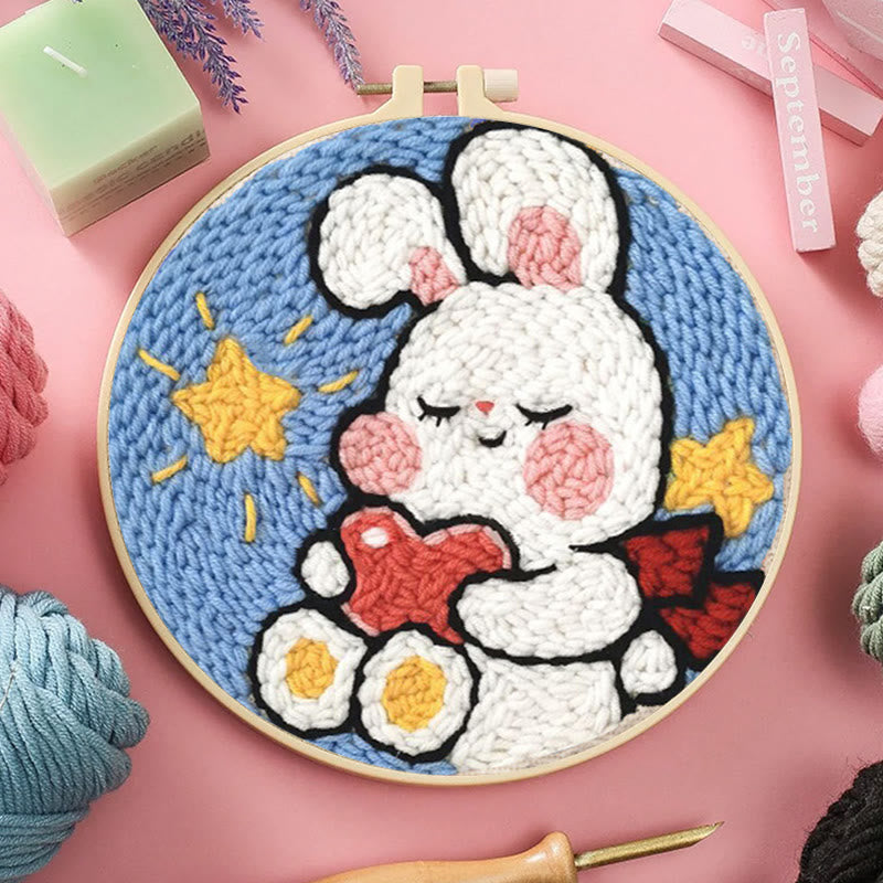 Sweet Rabbit Punch Needle Kit - Handmade Art Decoration | Anniversary Gift For Her - image 4