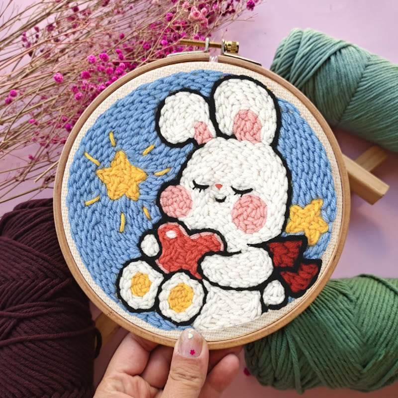 Sweet Rabbit Punch Needle Kit - Handmade Art Decoration | Anniversary Gift For Her - image 3