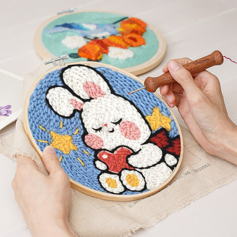 Sweet Rabbit Punch Needle Kit - Handmade Art Decoration | Anniversary Gift For Her - image 2