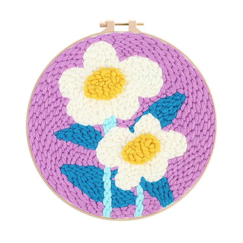  White Flowers Punch Needle Kit - Diy Handmade Craft | Gifts For Flower Lovers - White Flowers Punch Needle Kit - image 0