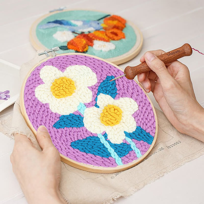  White Flowers Punch Needle Kit - Diy Handmade Craft | Gifts For Flower Lovers - image 3