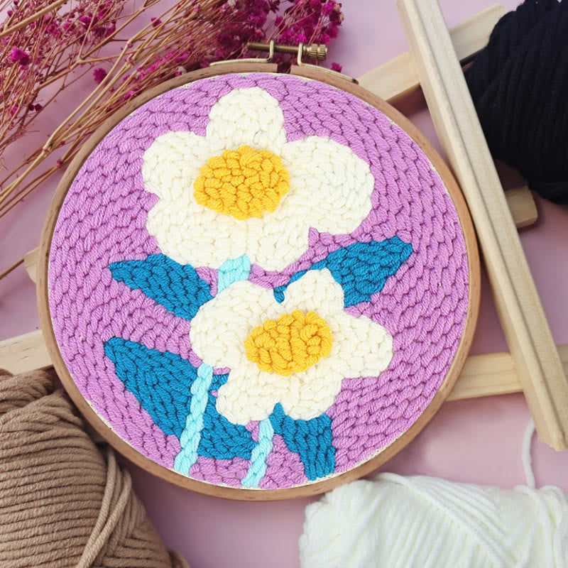  White Flowers Punch Needle Kit - Diy Handmade Craft | Gifts For Flower Lovers - image 6