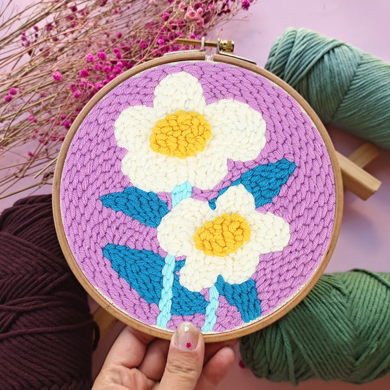  White Flowers Punch Needle Kit - Diy Handmade Craft | Gifts For Flower Lovers - image 9