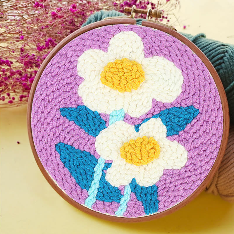  White Flowers Punch Needle Kit - Diy Handmade Craft | Gifts For Flower Lovers - image 4