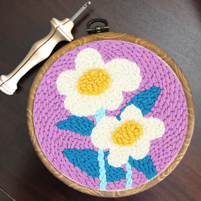  White Flowers Punch Needle Kit - Diy Handmade Craft | Gifts For Flower Lovers - image 7