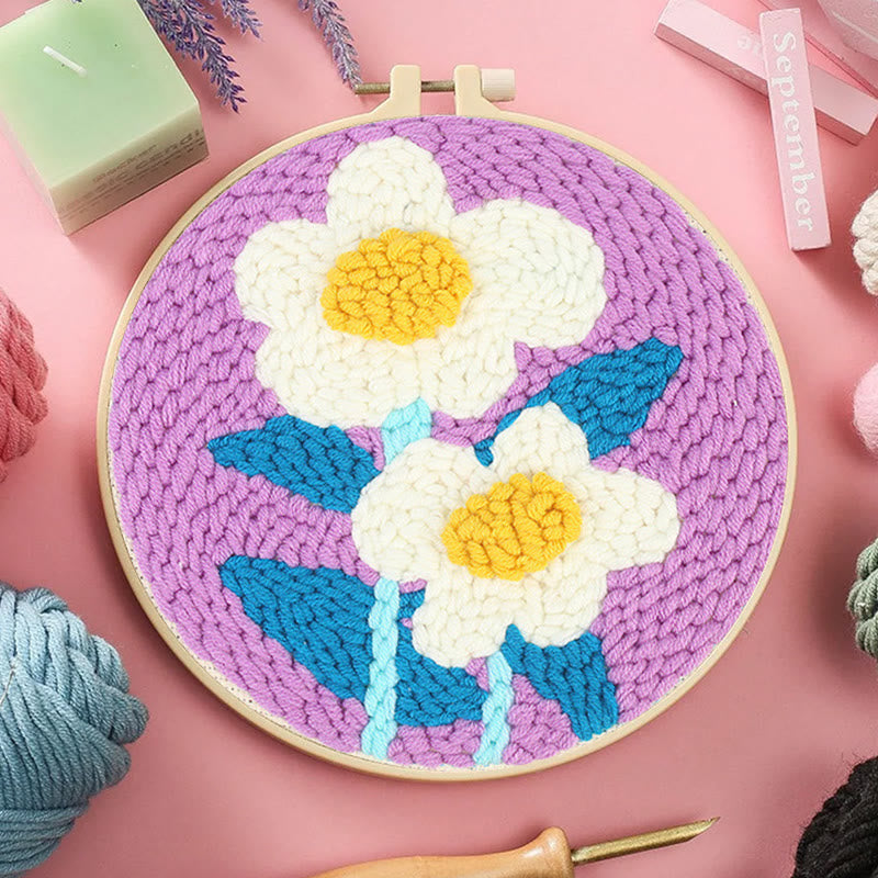  White Flowers Punch Needle Kit - Diy Handmade Craft | Gifts For Flower Lovers - image 5