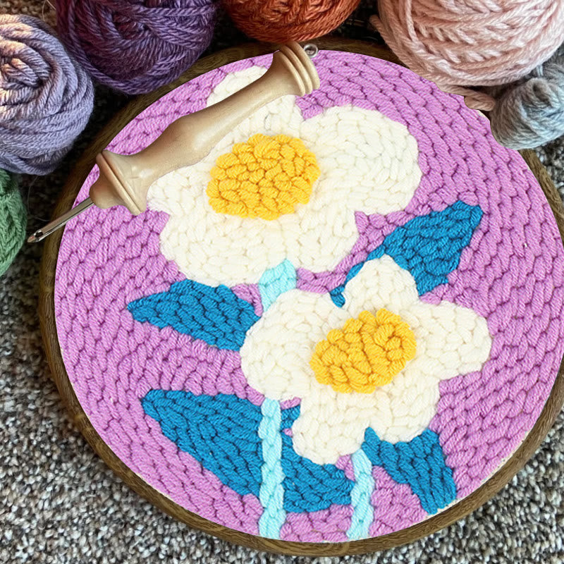  White Flowers Punch Needle Kit - Diy Handmade Craft | Gifts For Flower Lovers - image 8